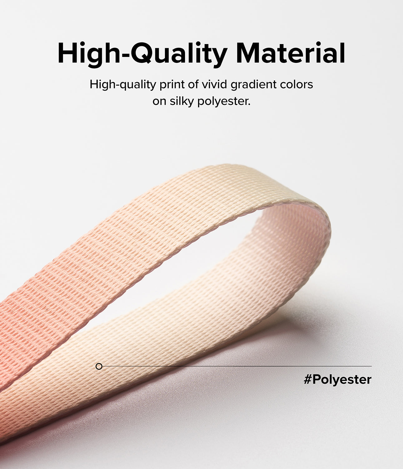 Design Shoulder Strap - A close-up of a looped, soft pink gradient polyester strap against a white background.