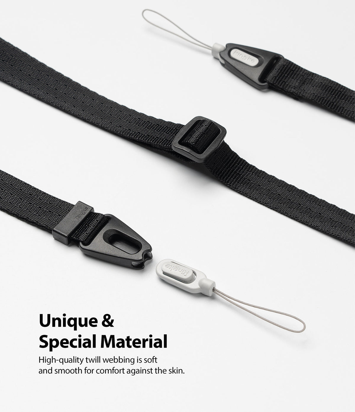 Shoulder Strap | Black / Neon Orange - Black twill webbing strap with adjustable buckle and detachable quick-release connectors.