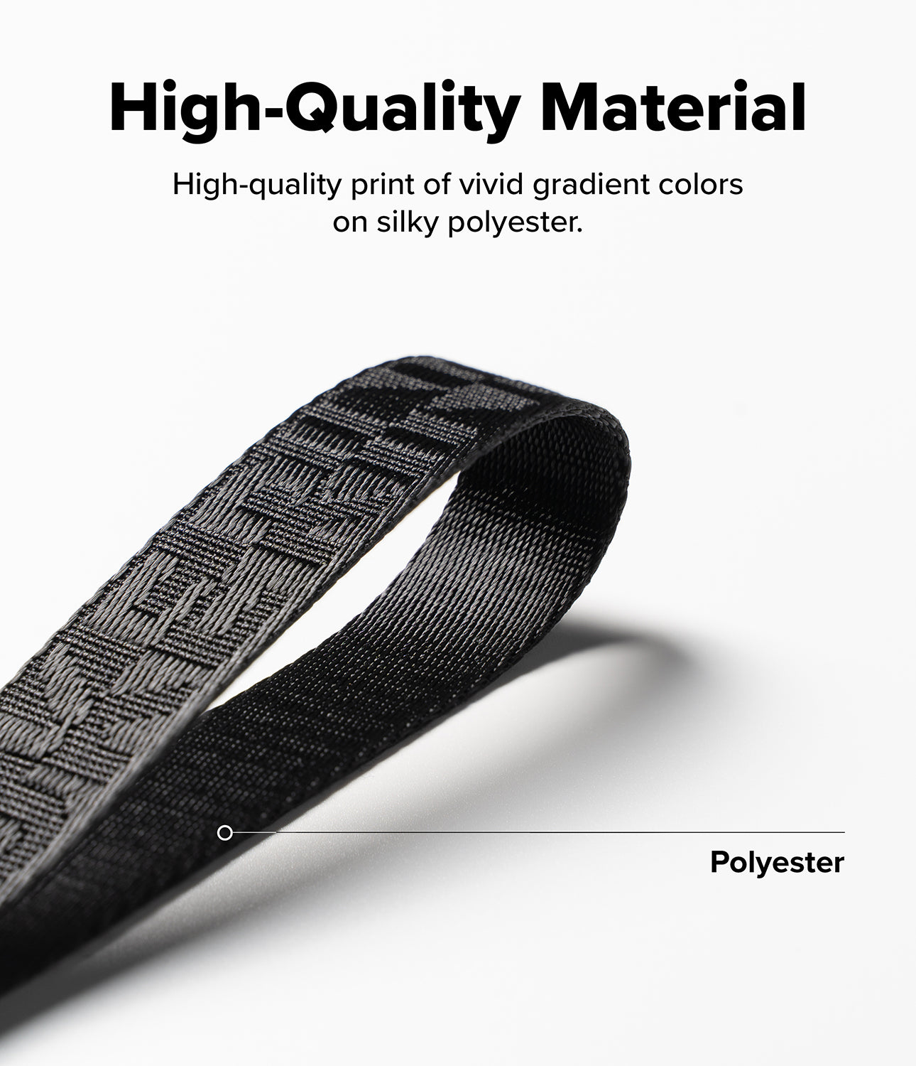 Design Shoulder Strap - Close-up of a black woven polyester strap with a textured pattern against a white background.