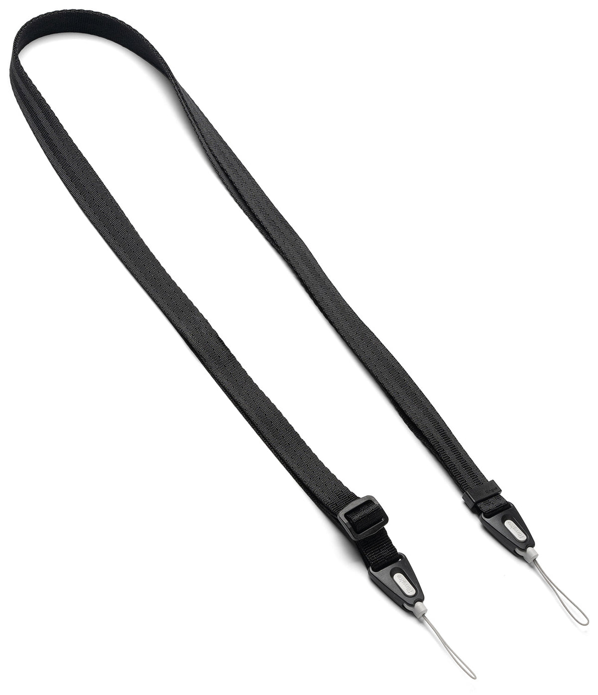 Shoulder Strap | Black / Neon Orange - Black adjustable fabric strap with two quick-release connectors and thin loops.