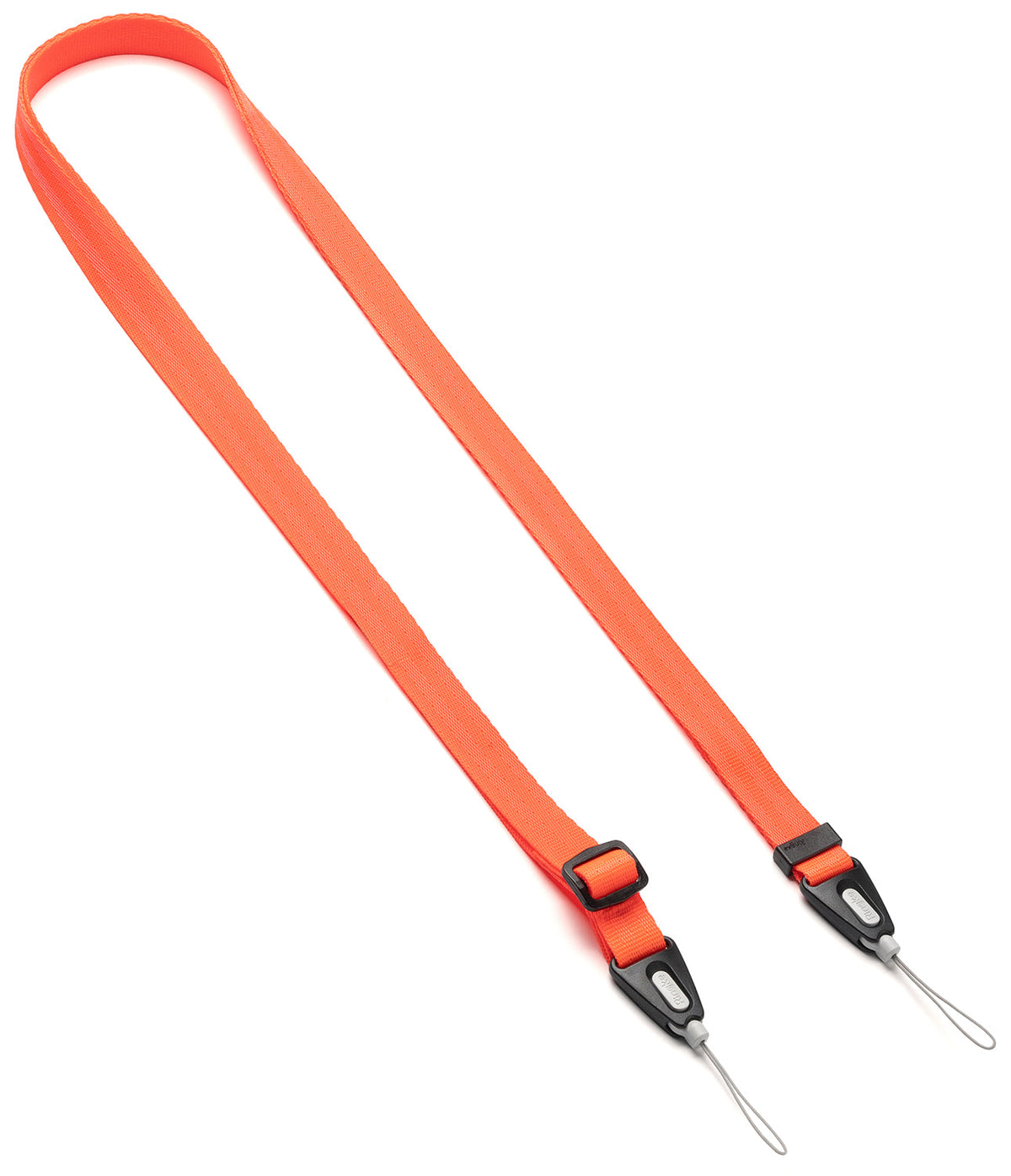 Shoulder Strap | Black / Neon Orange - Neon orange adjustable nylon shoulder strap with black plastic clips and loops.