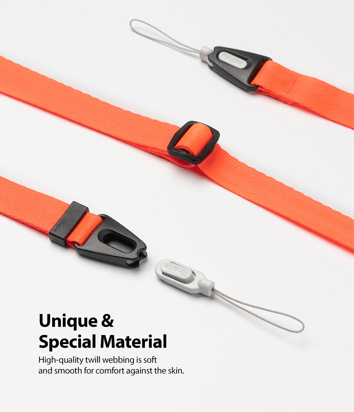 Shoulder Strap | Black / Neon Orange - Neon orange strap with black adjustable buckle and detachable quick-release clips.