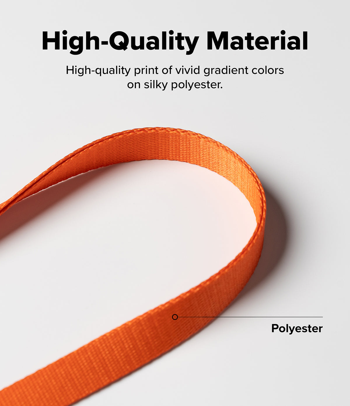 Shoulder Slim Strap - Close-up of a vibrant orange polyester strap with a smooth, woven texture against a white background.
