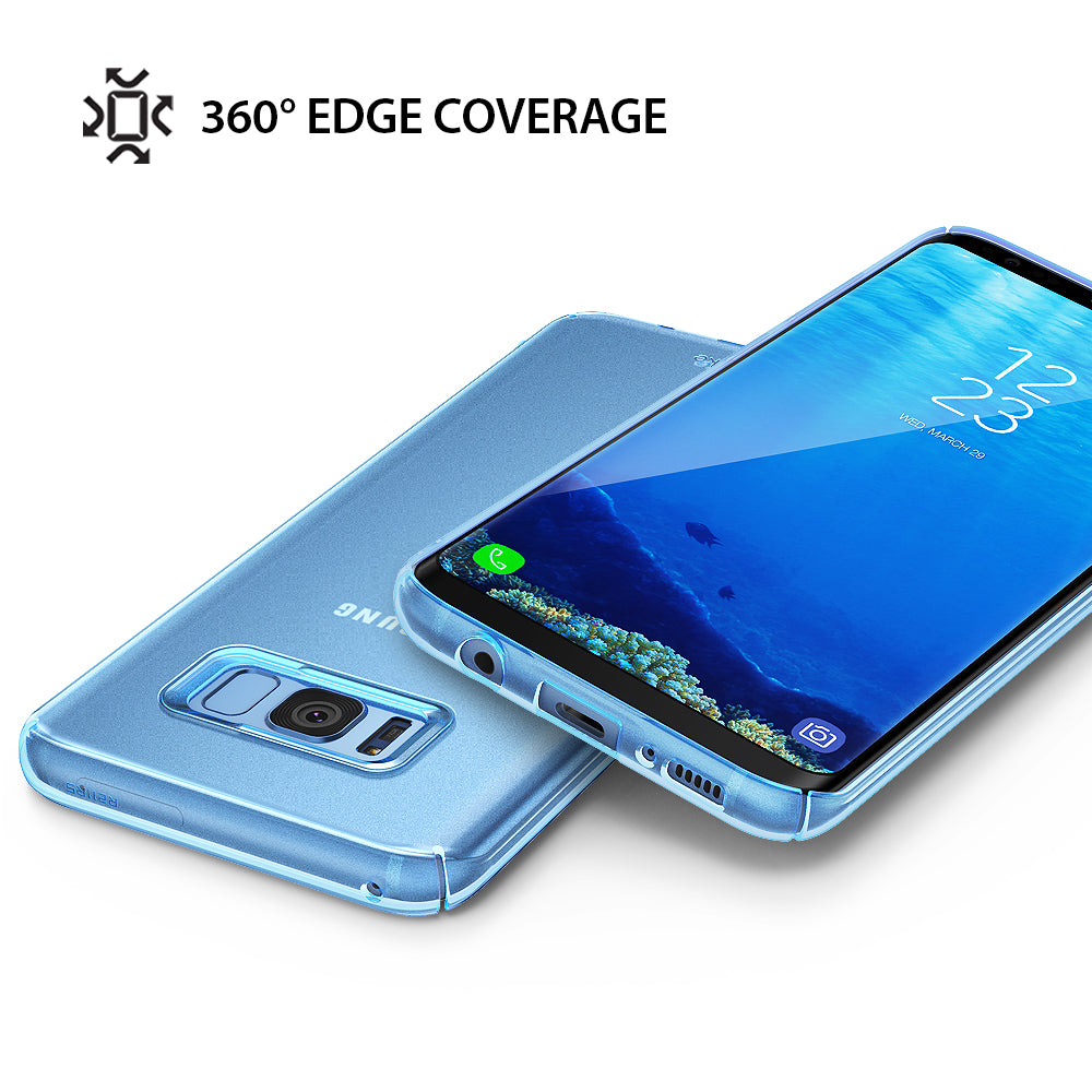 Galaxy S8 Plus Case | Slim - Frost blue phone case on a Galaxy S8 Plus showing 360-degree edge coverage and port cutouts.