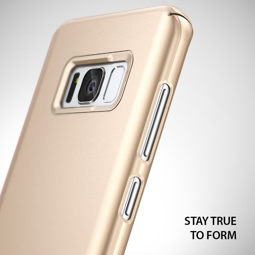 Galaxy S8 Plus Case | Slim - Royal gold slim phone case showing the camera cutout and side buttons against a white background.