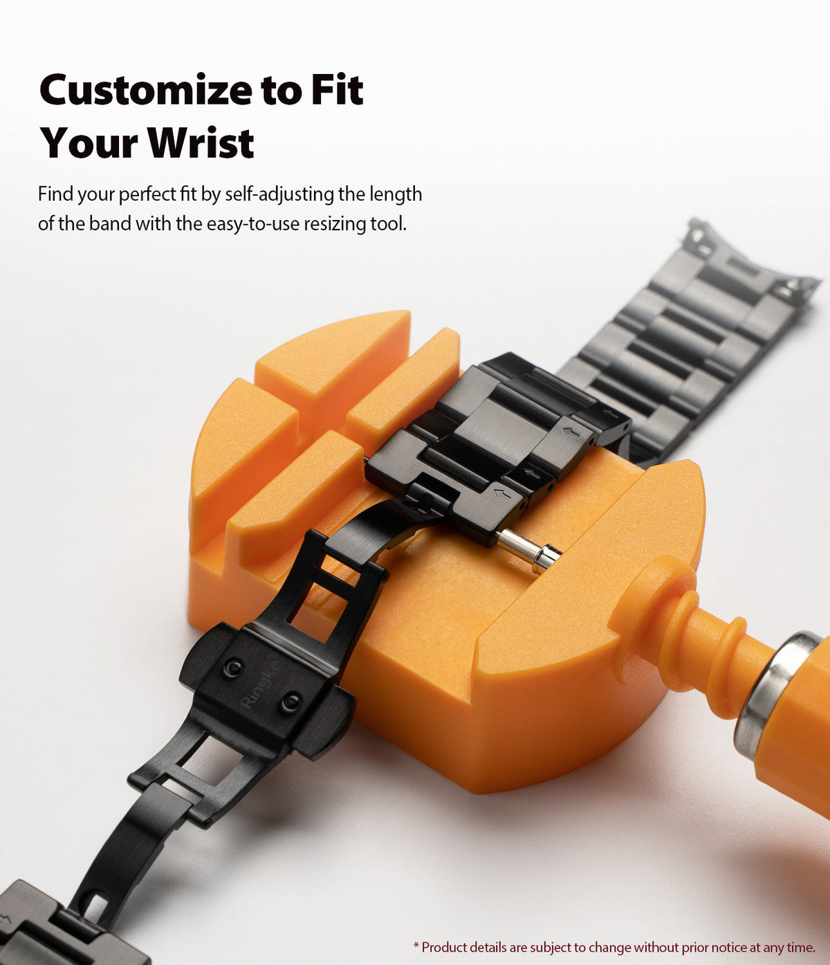 Galaxy Watch Active 2 44mm | Metal One Band - Black metal watch band being resized using an orange tool.