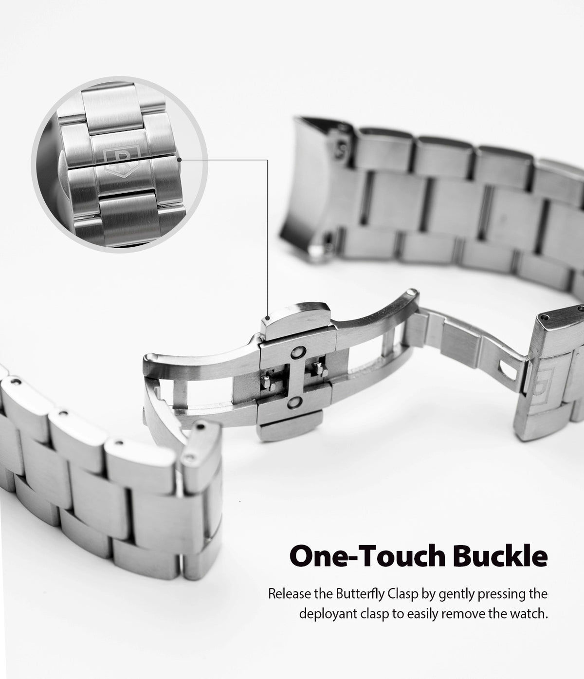 Galaxy Watch Active 2 44mm | Metal One Band - Brushed metal watch band with a one-touch butterfly deployant clasp.
