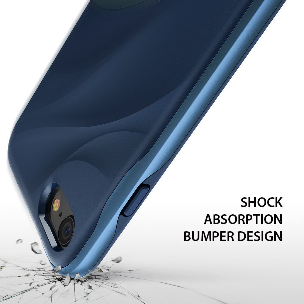 iPhone 8 / 7 Case | Wave - Coastal blue phone case with a wavy texture, shock-absorbing bumper, and camera cutout.