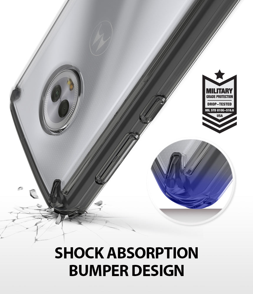 Moto G6 Case | Fusion - Smoke black phone case with military-grade drop protection and shock-absorbing bumper design.