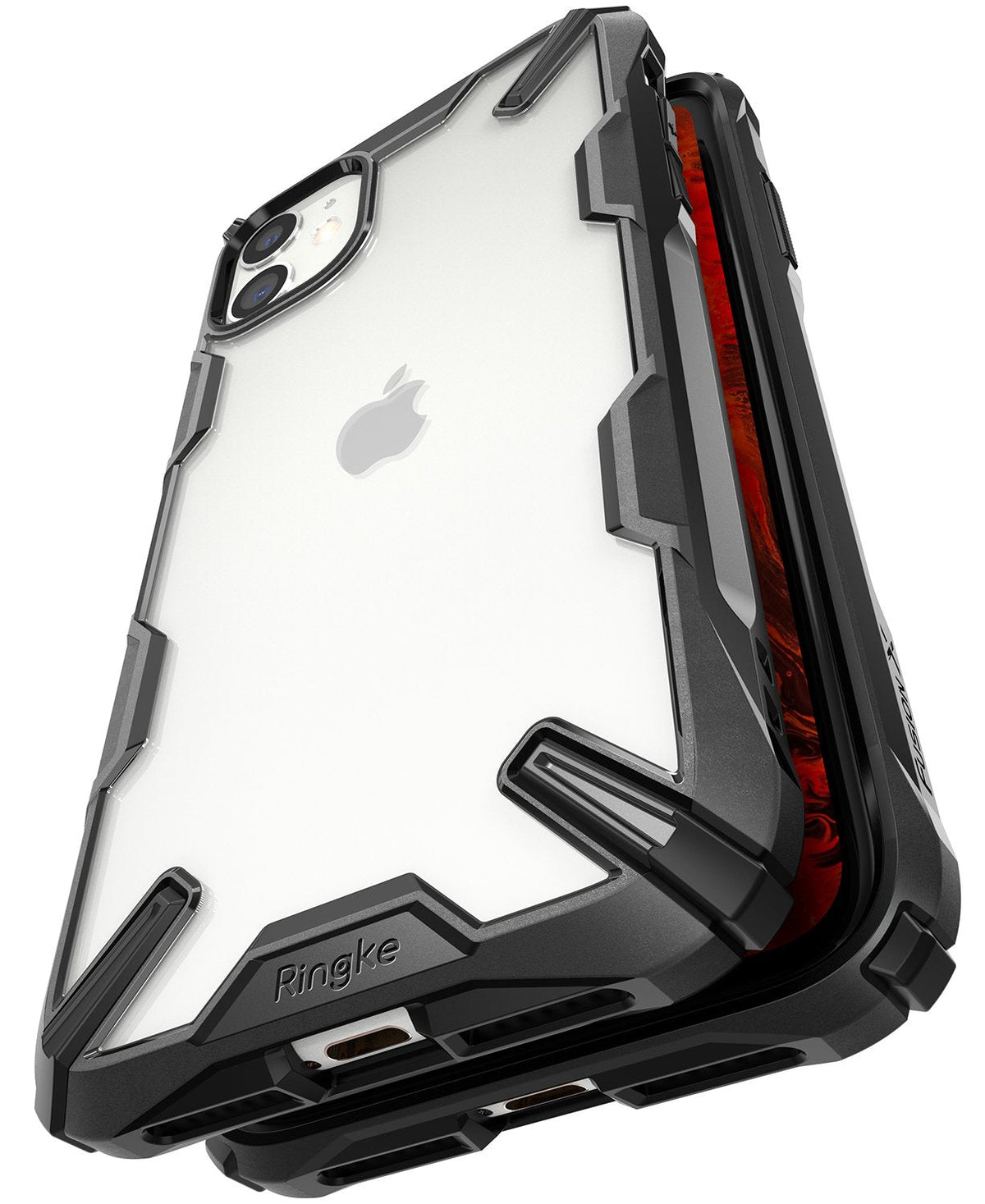 iPhone 11 Case | Fusion-X - Black rugged protective case with a transparent back panel on an iPhone 11.