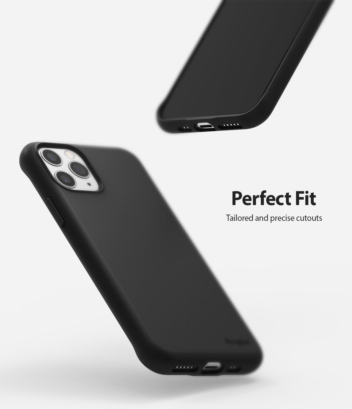iPhone 11 Pro Max Case | Air-S - Matte black phone case showing precise camera and charging port cutouts.