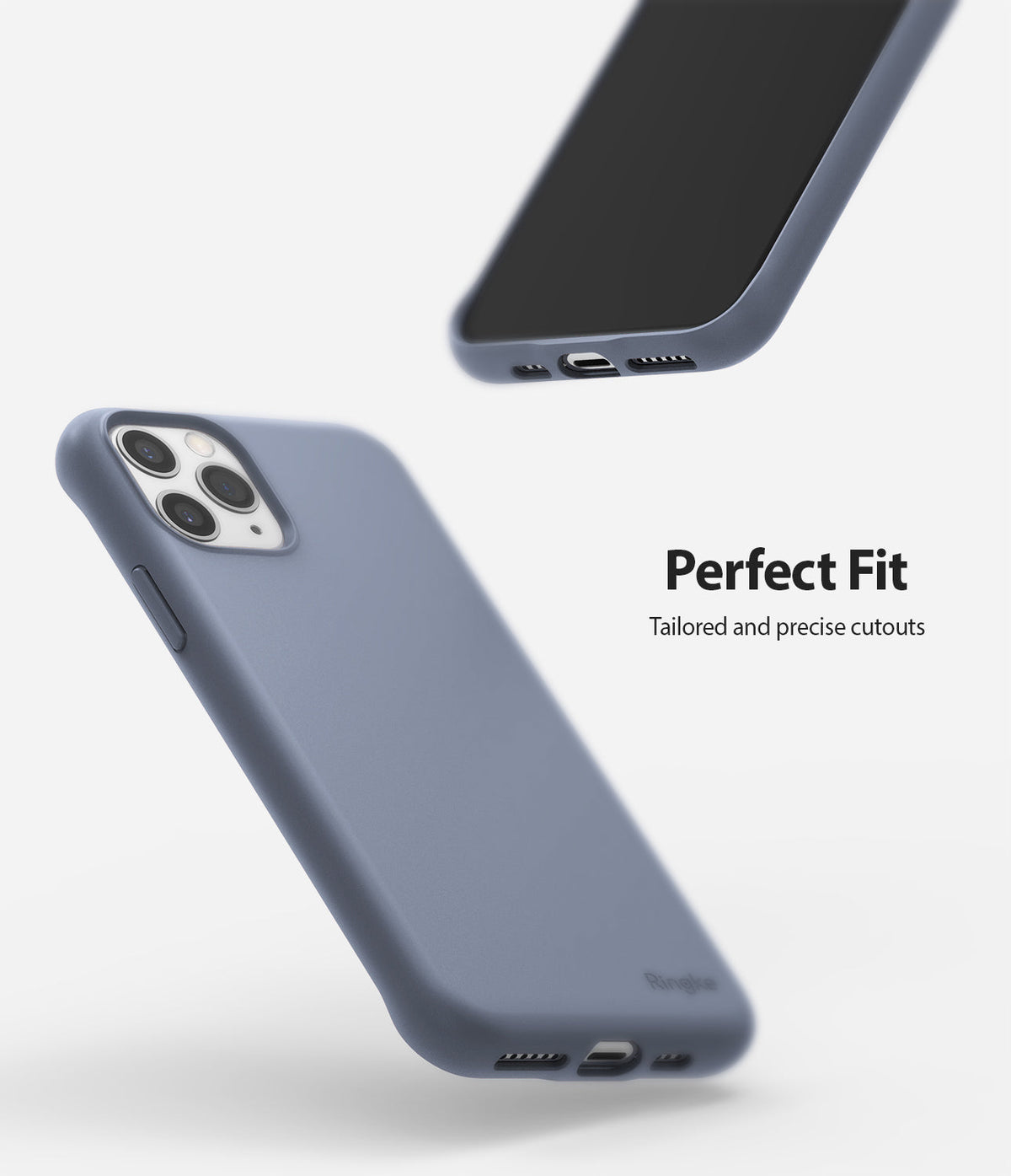 iPhone 11 Pro Max Case | Air-S - Lavender gray phone case showing precise camera and charging port cutouts.