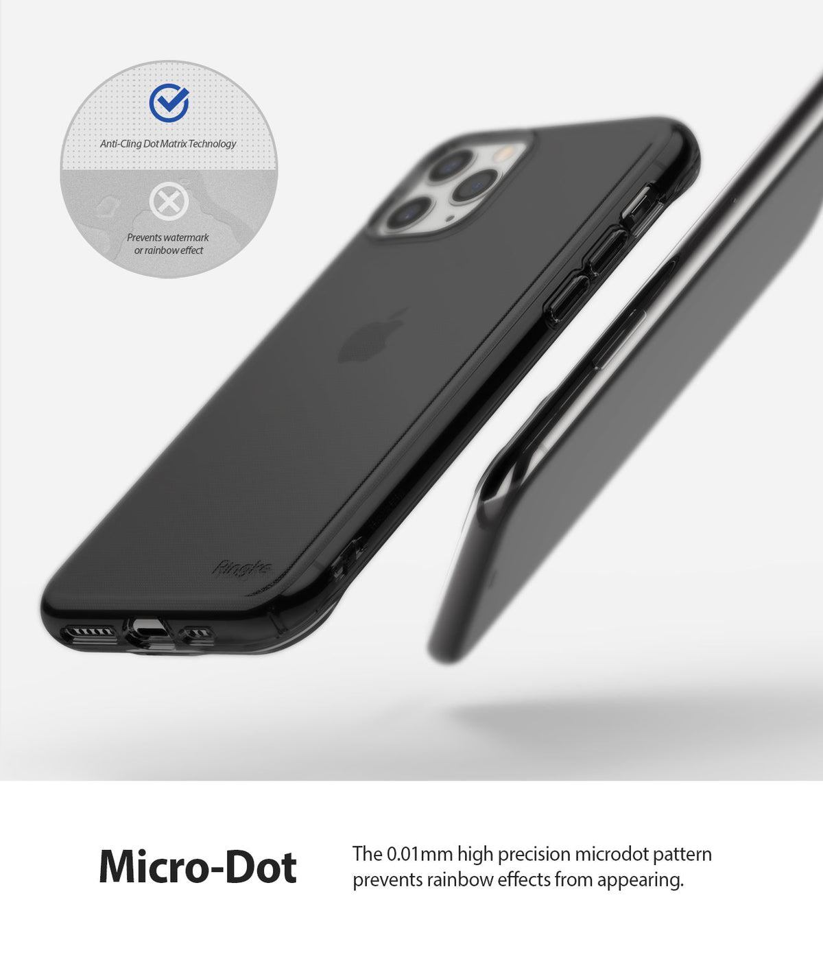 iPhone 11 Pro Case | Air - Translucent black phone case with micro-dot pattern to prevent watermarks and rainbow effects.
