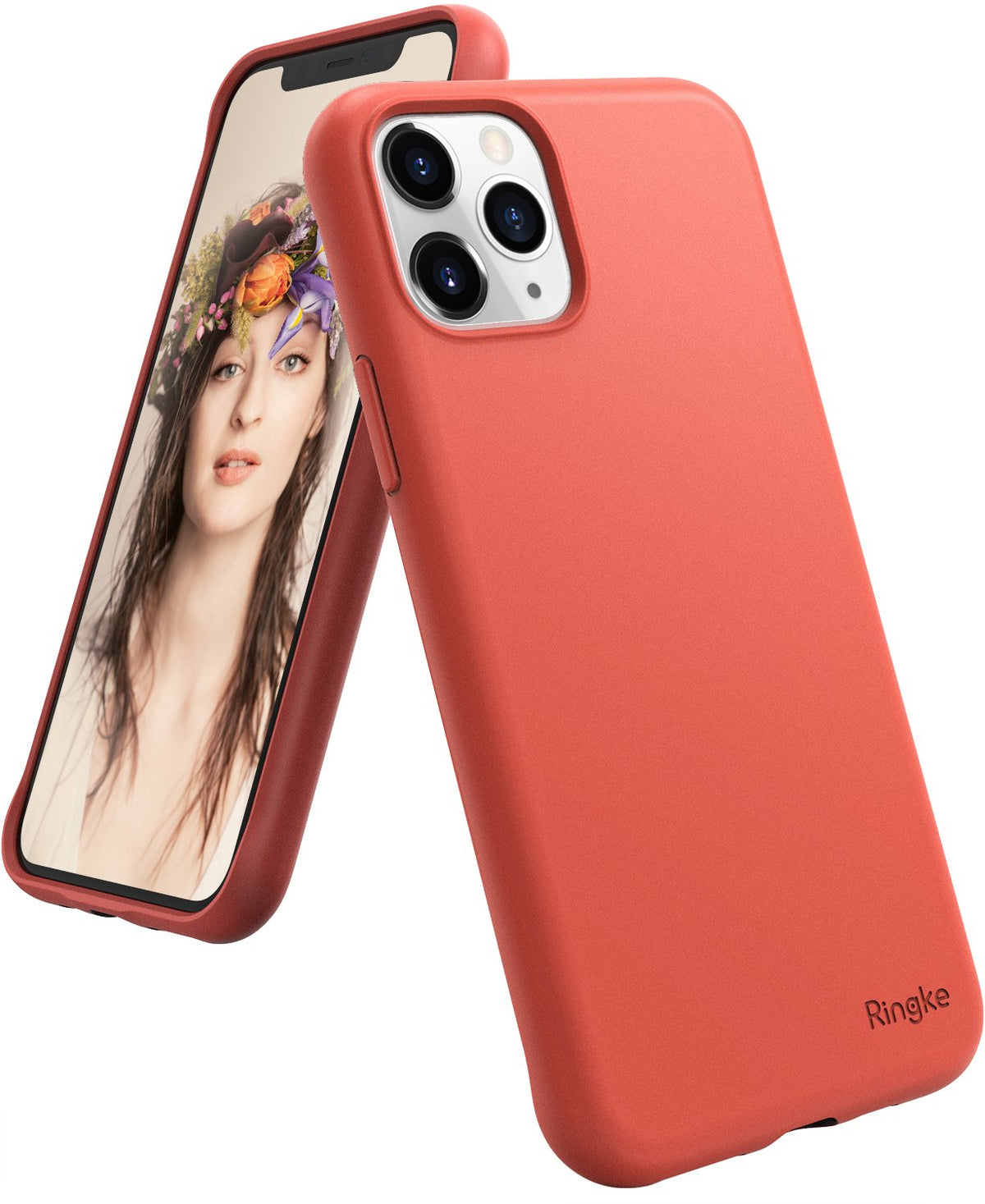 iPhone 11 Pro Max Case | Air-S - Coral matte phone case for iPhone 11 Pro Max showing front and back views.