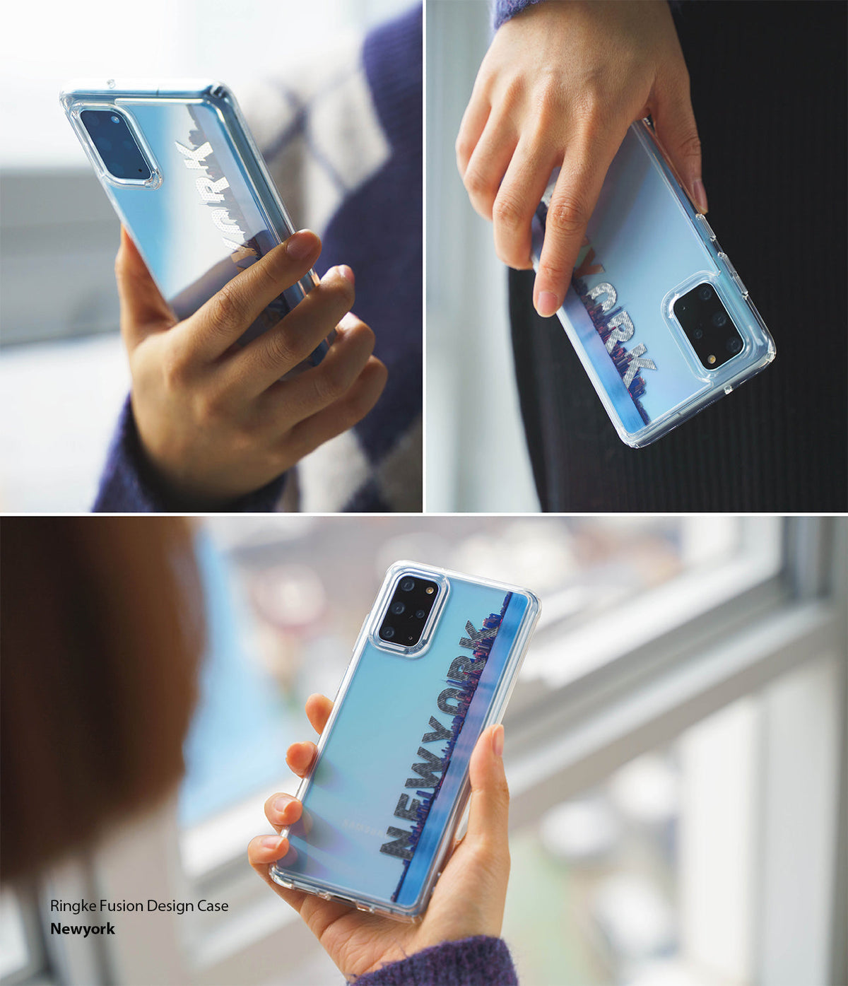 iPhone 11 Pro Max Case | Fusion Design - Clear phone case featuring a New York city skyline graphic held in a hand.