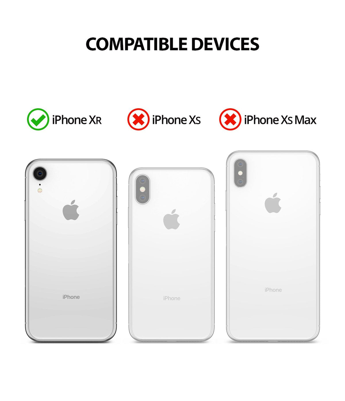 iPhone XR Case | Wave - Compatibility chart showing iPhone XR is supported, while iPhone XS and XS Max are not.