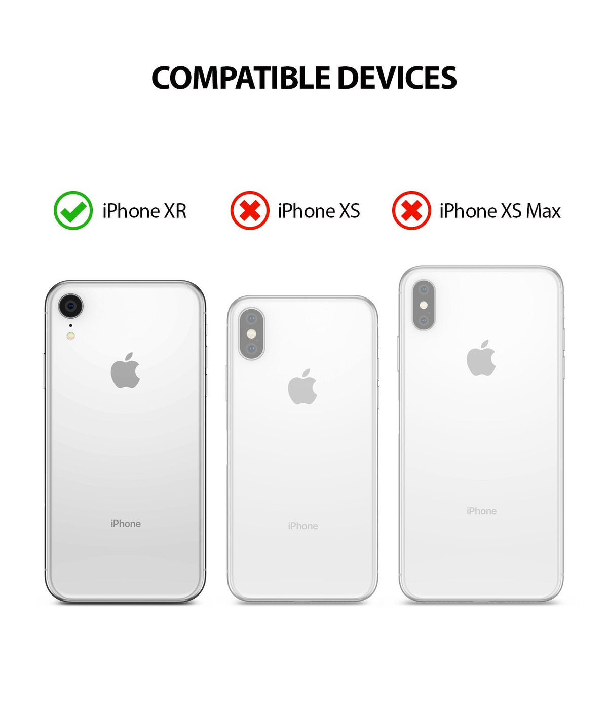 iPhone XR Case | Air-S - Compatibility chart showing iPhone XR is supported, while iPhone XS and XS Max are not.