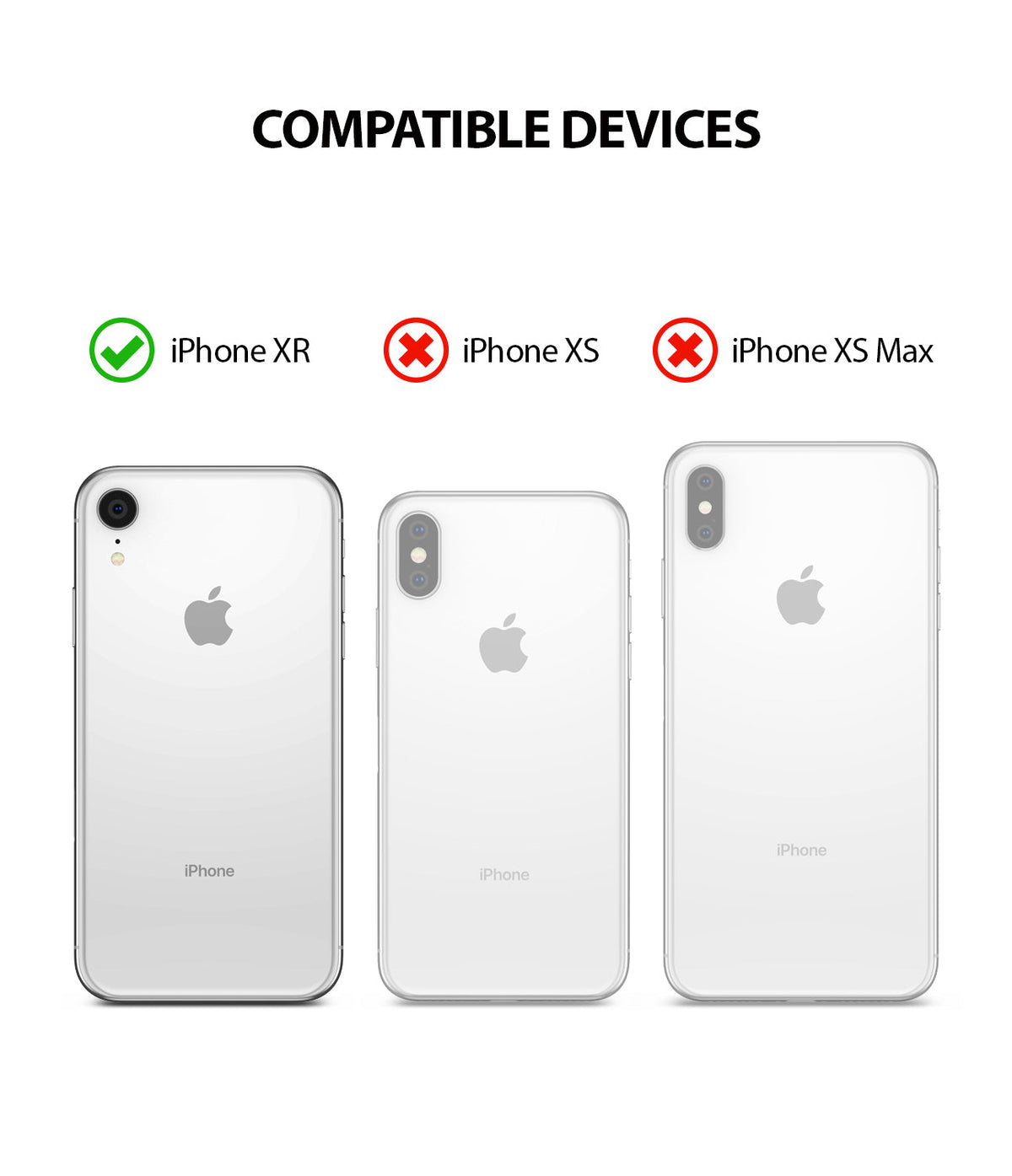 iPhone XR Case | Fusion-X - Compatibility chart showing iPhone XR is supported, while iPhone XS and XS Max are not.