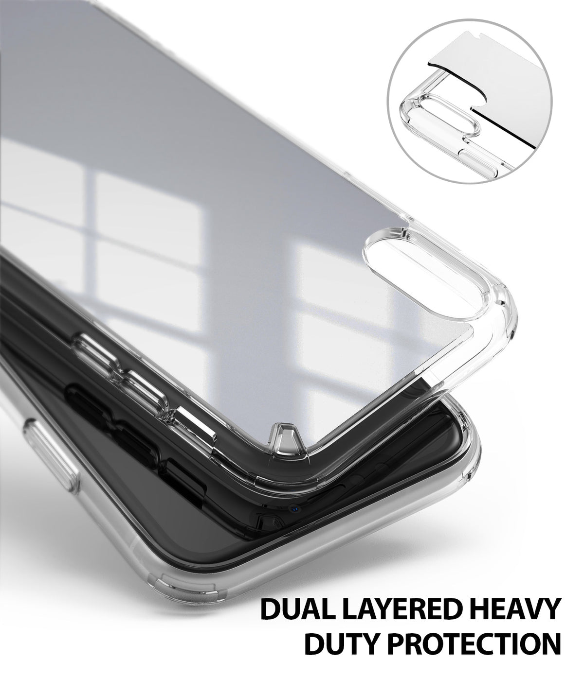 iPhone XR Case | Mirror - Silver - Dual-layered clear and silver mirror phone case with reinforced corners and camera cutout.