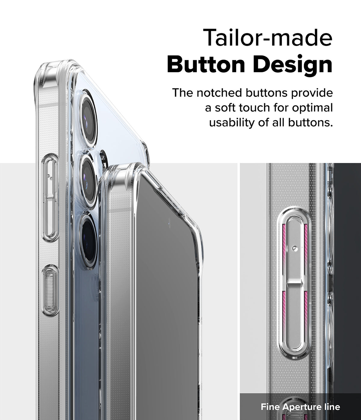 Galaxy S24 FE Case | Fusion - Close-up of clear phone case showing tactile, notched buttons for easy access and usability.