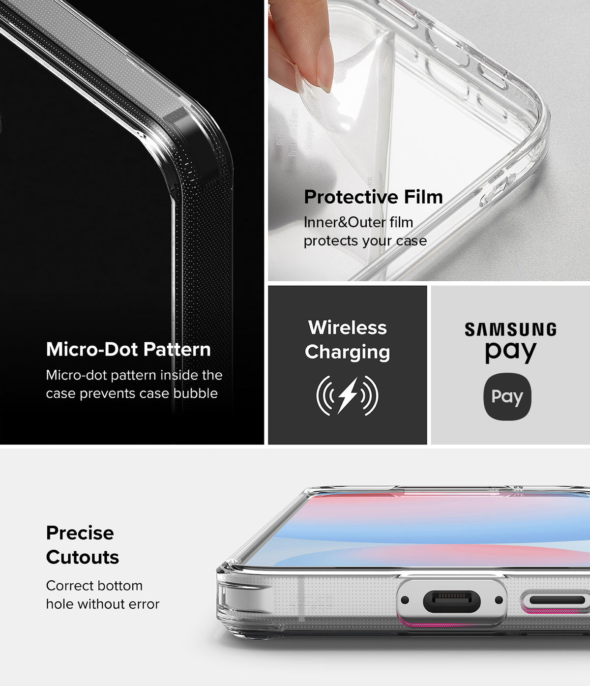 Galaxy S24 FE Case | Fusion - Features micro-dot pattern, protective film, wireless charging, and precise bottom cutouts.