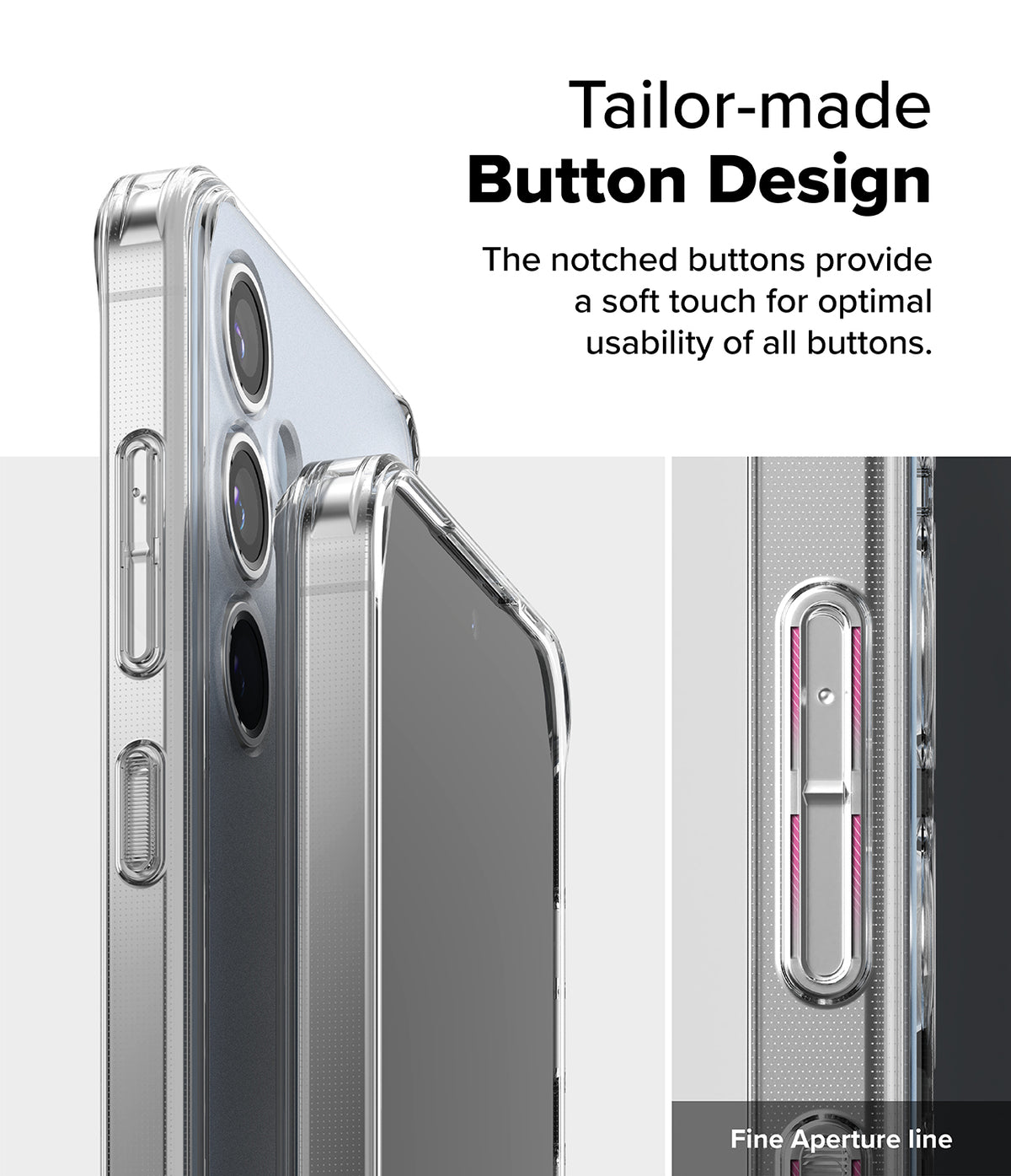 Galaxy S24 FE Case | Fusion Matte - Close-up of phone case buttons showing notched design for tactile feedback.