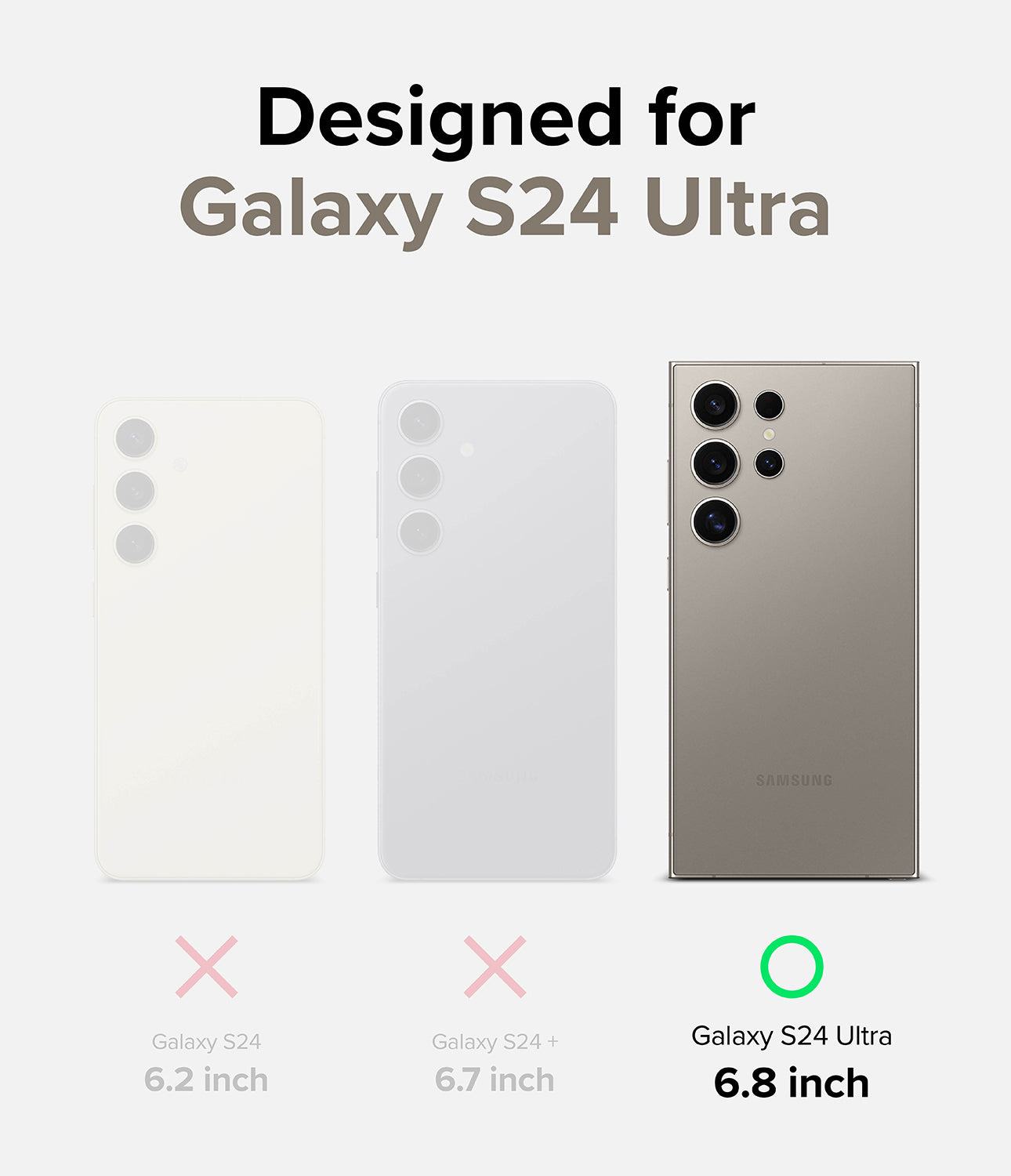 Galaxy S24 Ultra Case | Fusion-X Magnetic Matte - Comparison chart showing Galaxy S24 Ultra is the only compatible model.