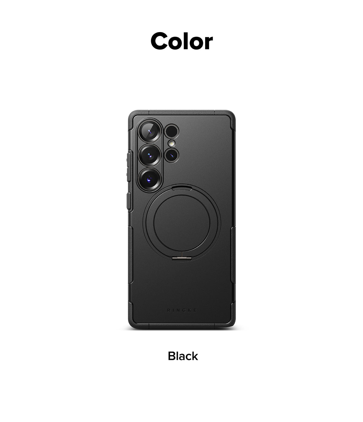 Galaxy S25 Ultra Case | Alles - Matte black protective phone case with a circular magnetic ring on the back.