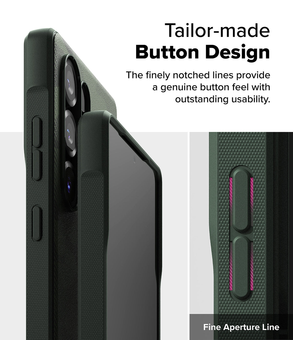 Galaxy S25 Ultra Case | Onyx - Close-up of phone case buttons with textured, notched design for tactile feedback.