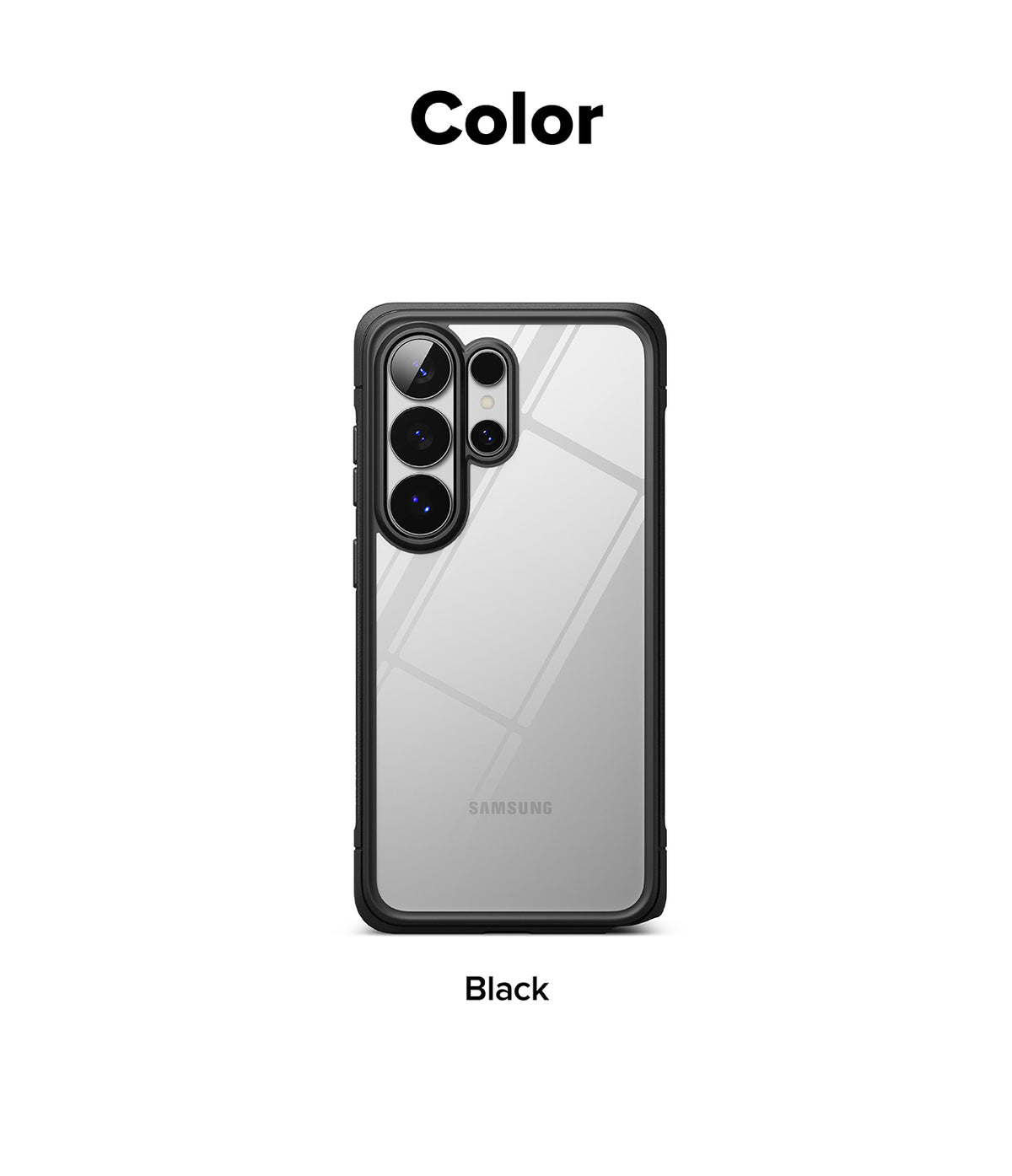 Galaxy S26 Ultra Case | Fusion Bold - Black Fusion Bold case on a Galaxy S26 Ultra with a clear back and black frame.