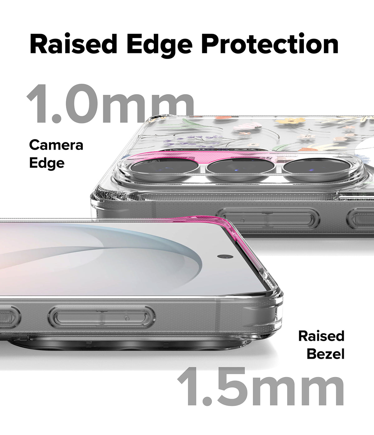 Galaxy S26 Ultra Case | Fusion Design Magnetic - Clear phone case showing 1.0mm camera and 1.5mm screen raised edges.