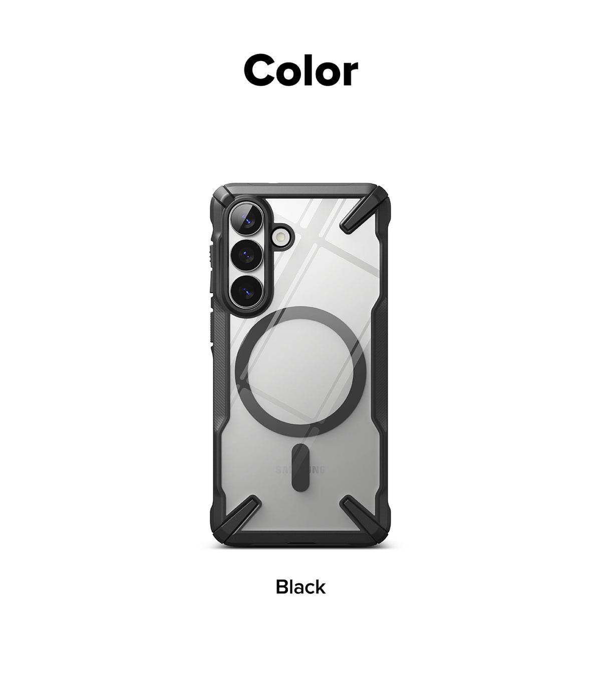 Galaxy S26 Case | Fusion-X Magnetic - Black protective phone case with a clear back and integrated magnetic ring.