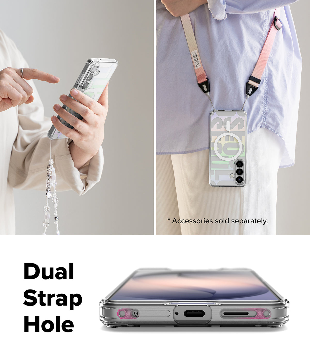 Galaxy S26 Case | Fusion Design Magnetic - Clear phone case with magnetic ring, dual strap holes, and lanyard options.