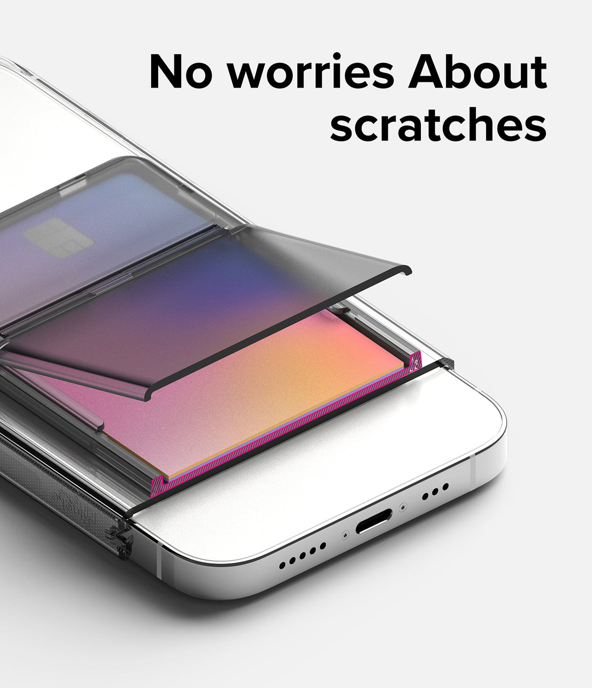 Card Holder | Stand Slot - A phone case with a protective flap covering a credit card slot, preventing scratches on the card.