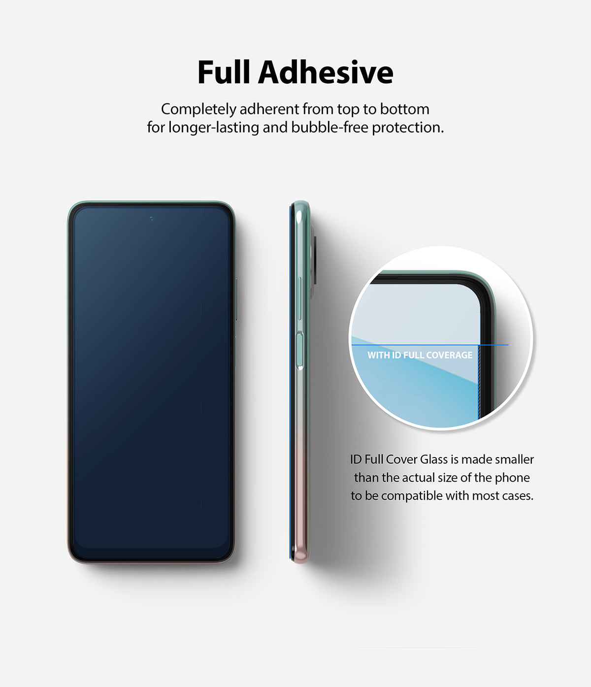 Mi 10T Lite 5G / 10i 5G Screen Protector | Invisible Defender - Mi 10T Lite 5G / 10i 5G Screen Protector - Phone with full adhesive glass showing case-friendly edge coverage.