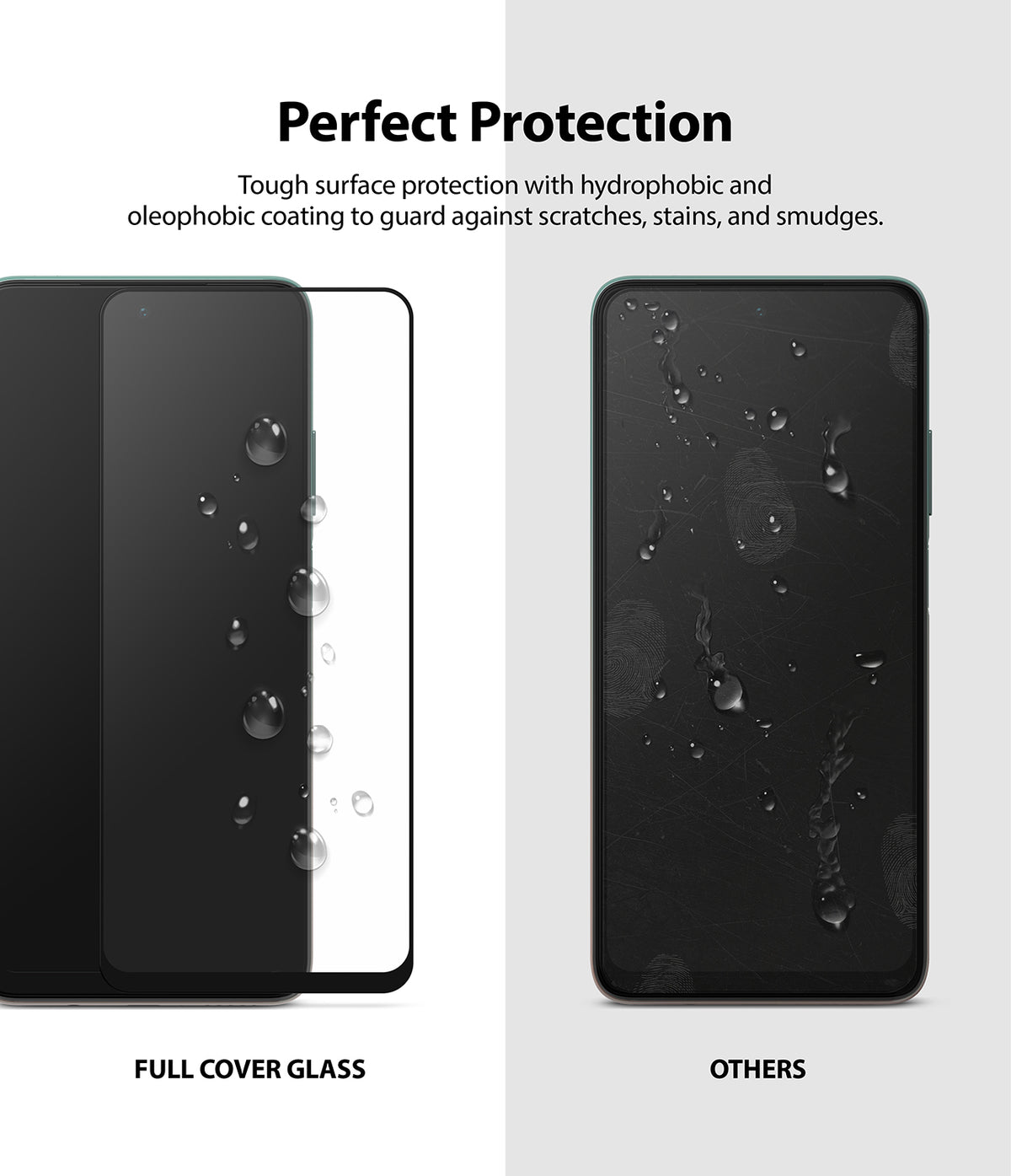Mi 10T Lite 5G / 10i 5G Screen Protector | Invisible Defender - Comparison of clean screen protector vs smudged screen.