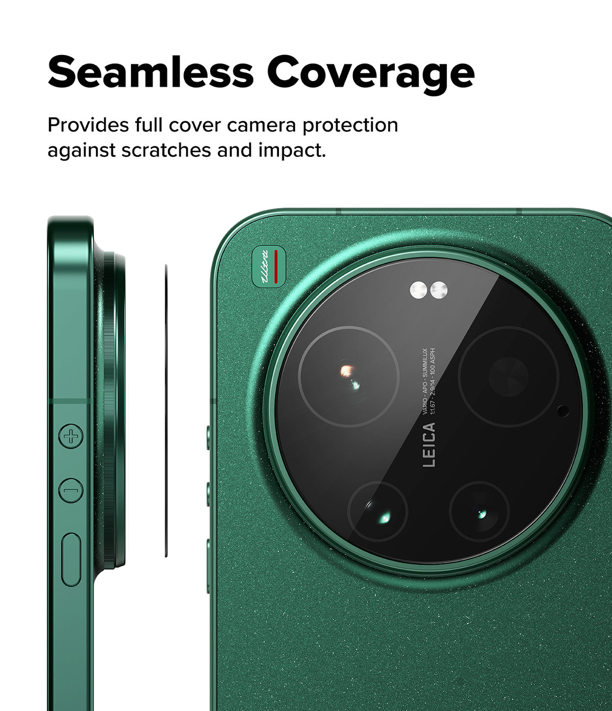 Xiaomi 17 Ultra | Camera Glass (2P) - Green smartphone camera module with a protective glass layer being applied.