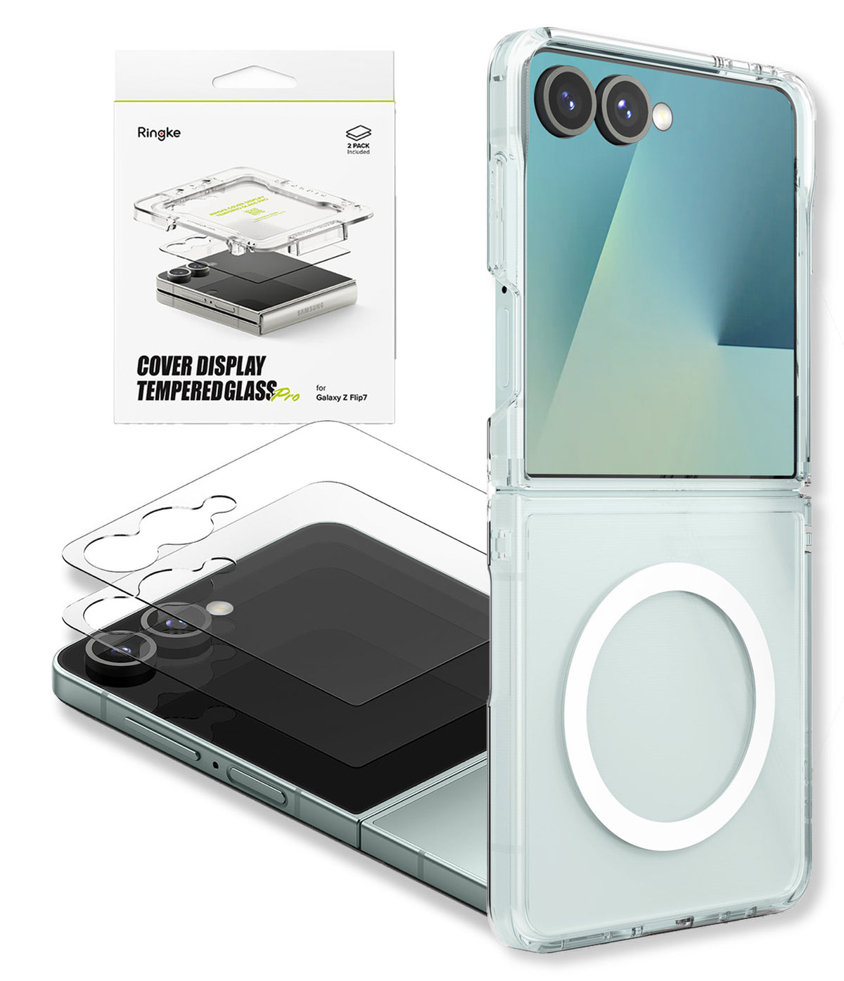 Galaxy Z Flip 7 Case | Fusion Magnetic - Clear magnetic phone case and tempered glass screen protector for Galaxy Z Flip 7.