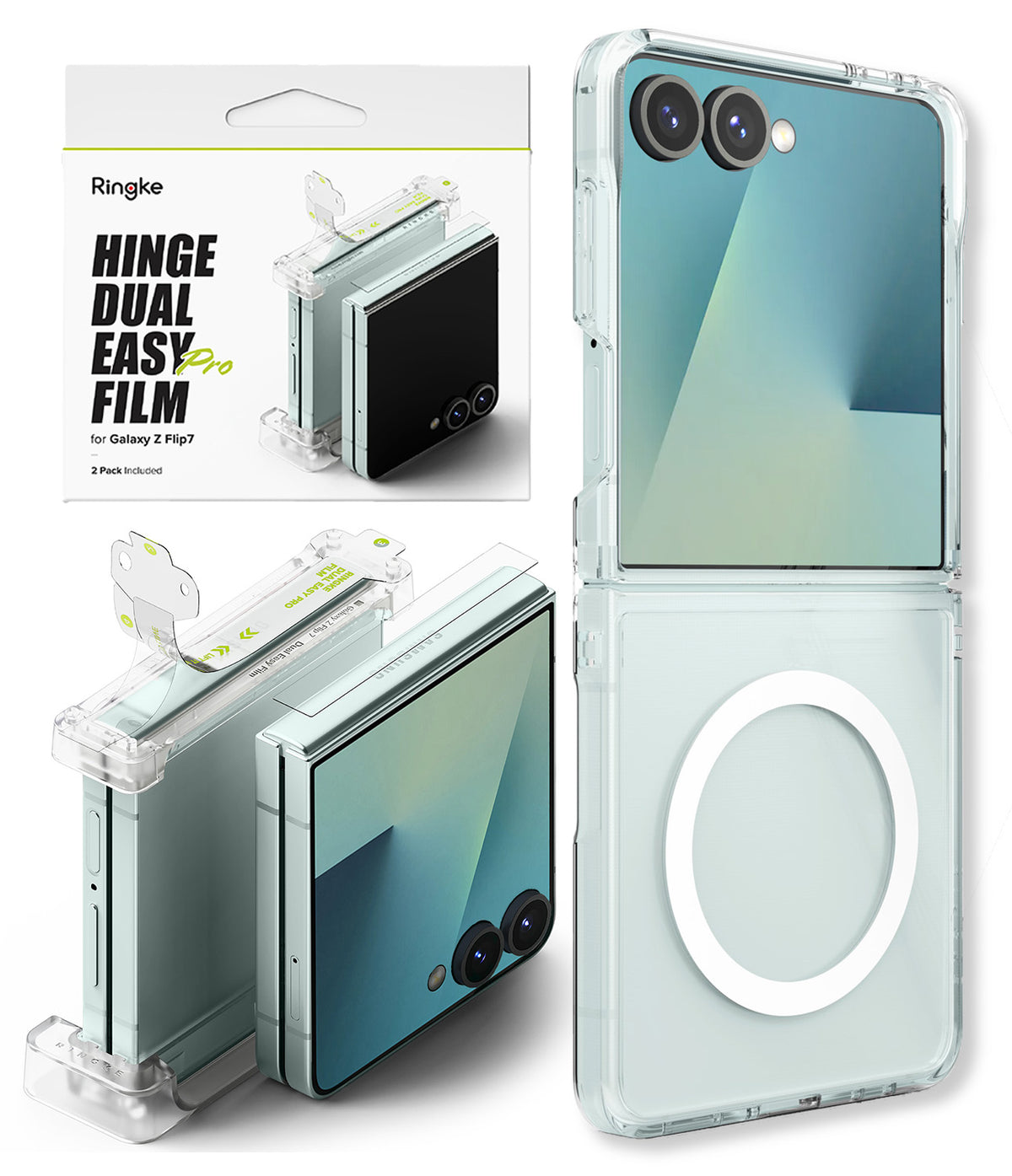 Galaxy Z Flip 7 Case | Fusion Magnetic - Clear magnetic phone case and hinge film applicator for Galaxy Z Flip 7.