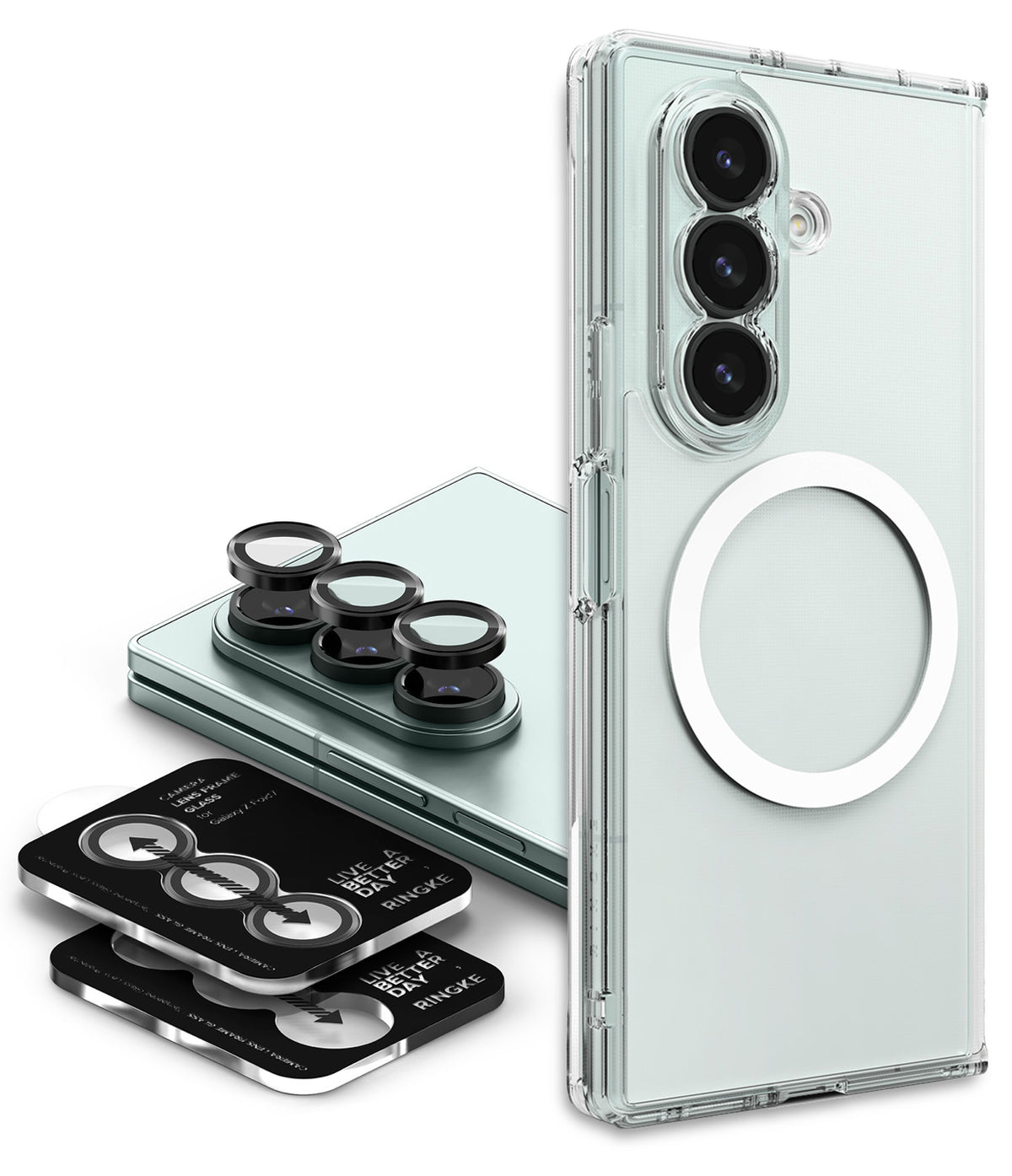 Galaxy Z Fold 7 Case | Fusion Magnetic - Clear magnetic phone case with camera lens protectors and installation kit.
