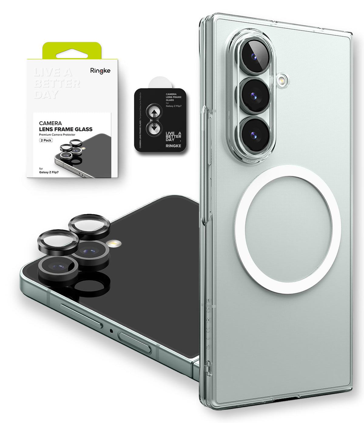 Galaxy Z Fold 7 Case | Slim Magnetic - Clear magnetic phone case with camera lens protectors and retail packaging.
