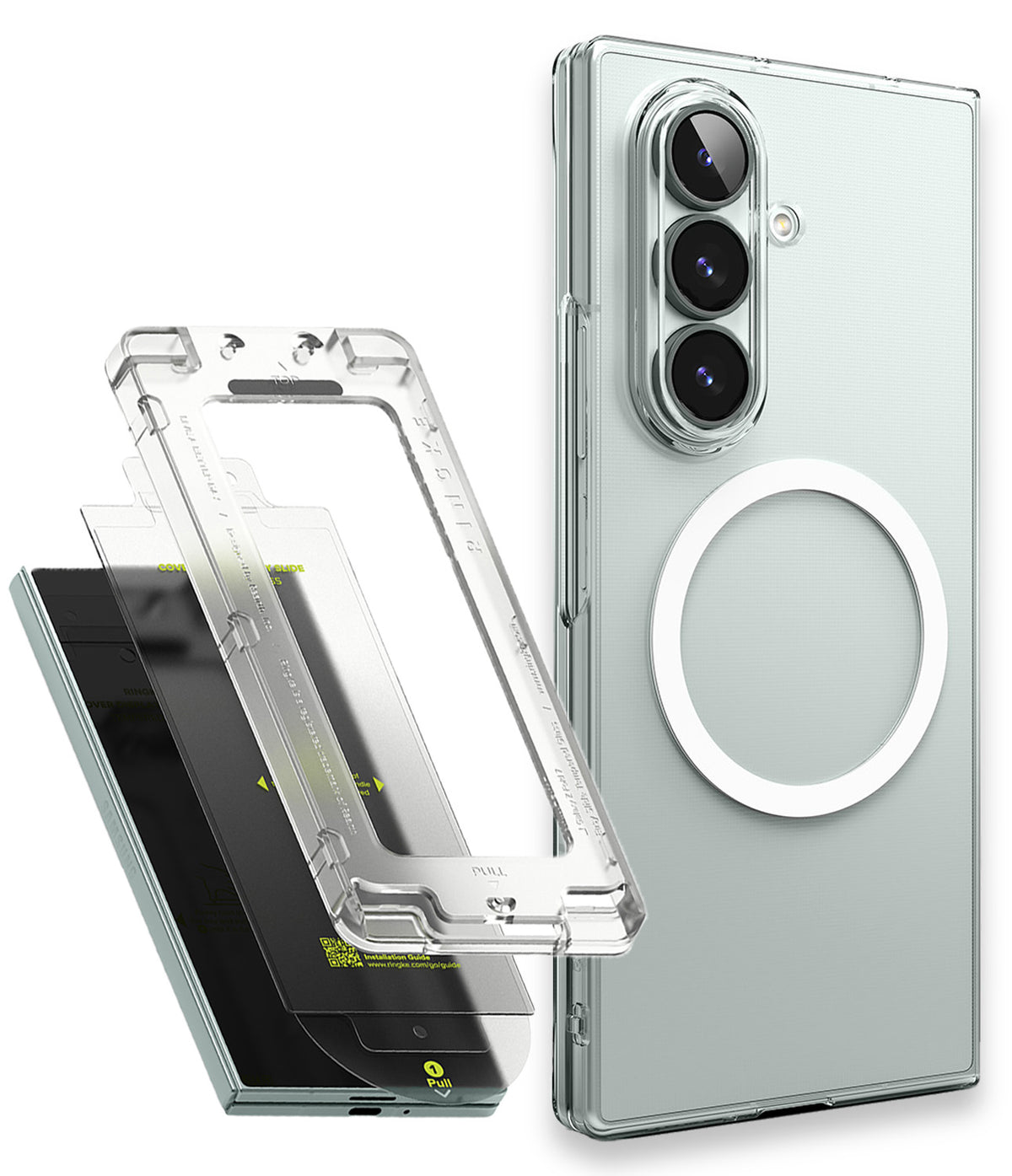 Galaxy Z Fold 7 Case | Slim Magnetic - Clear magnetic phone case with triple camera cutout and screen protector kit.