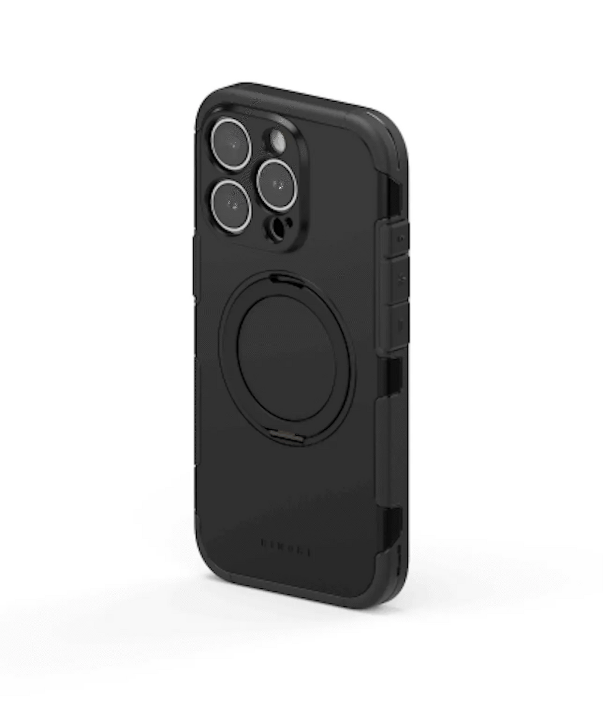 iPhone 16 Pro Case | Alles - Matte black protective phone case with a circular magnetic ring on the back and triple camera cutout.
