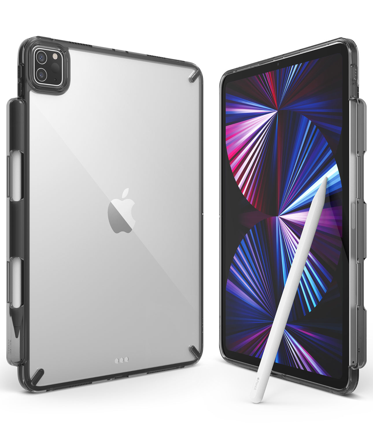 Fusion | iPad - Clear protective case on an iPad with a stylus pen resting against the screen.