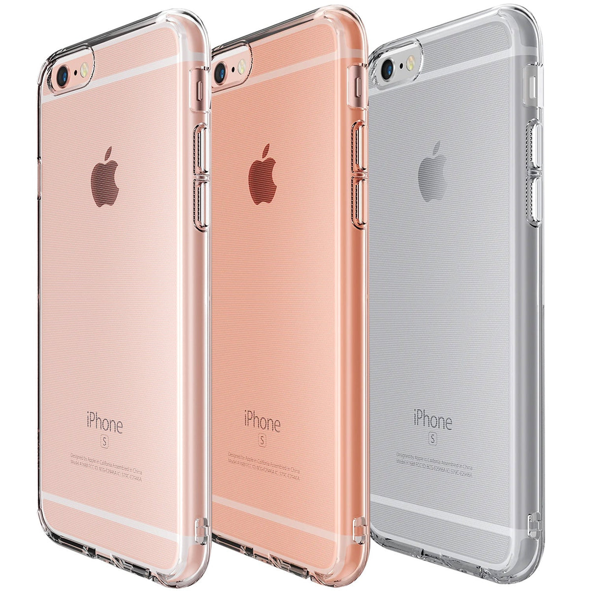 iPhone 6s / 6 Case | Air - Three iPhones in rose gold, gold, and silver, each protected by a clear, transparent slim case.