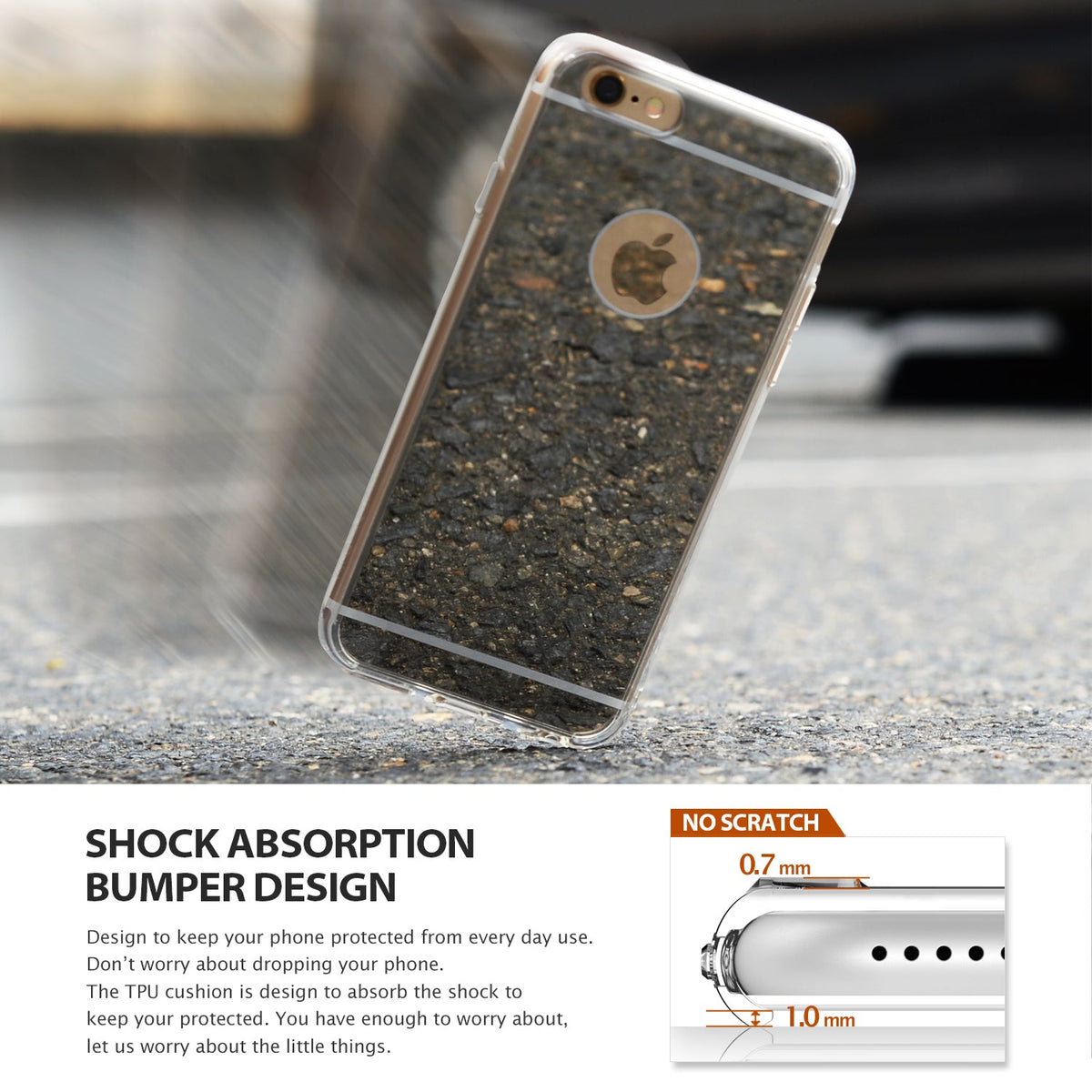 iPhone 6s / 6 Case | Mirror - A reflective iPhone case falling toward asphalt, showing shock-absorbing bumper and scratch protection.