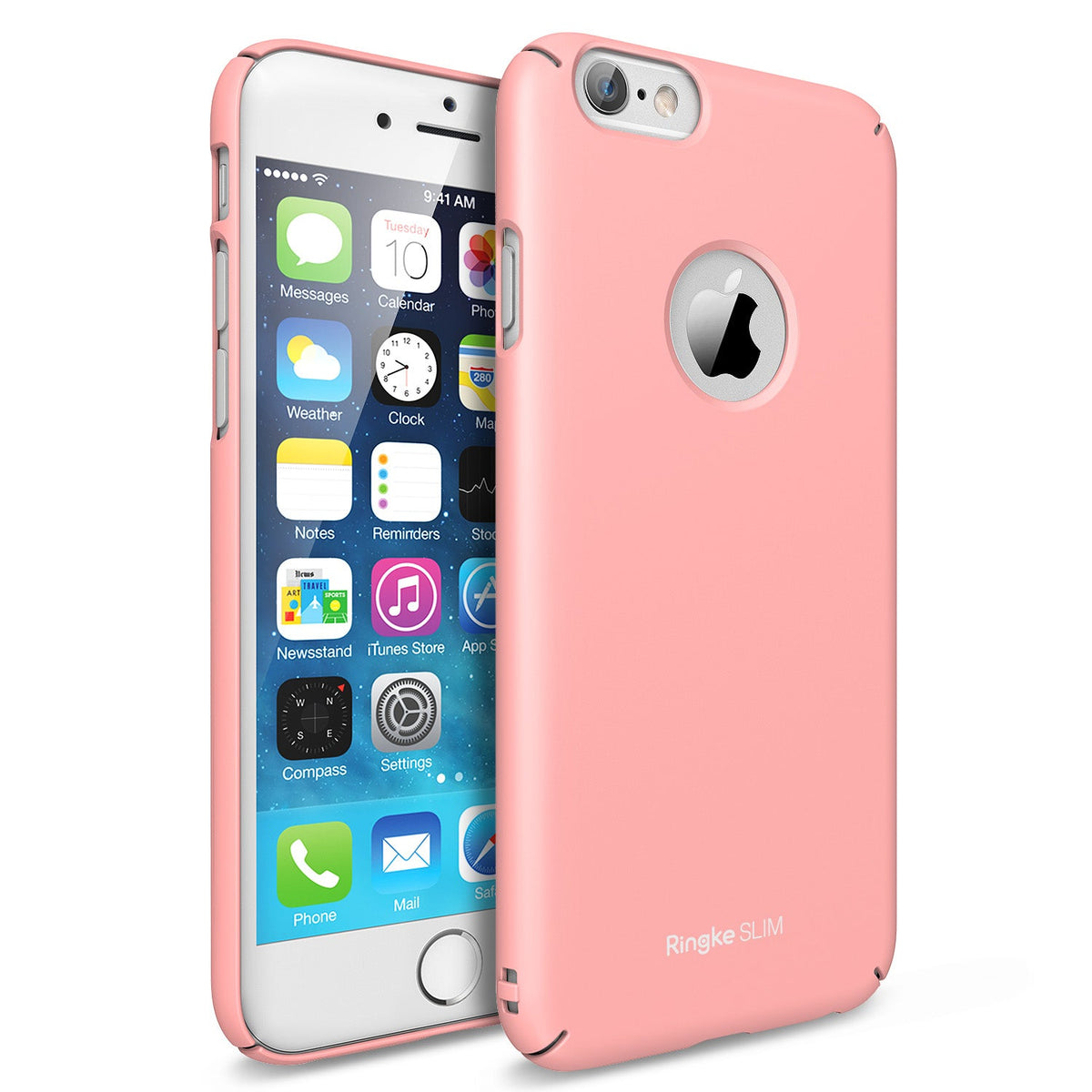 iPhone 6 Plus Case | Slim Logo-Cut - Pastel pink slim phone case with a circular cutout revealing the Apple logo.