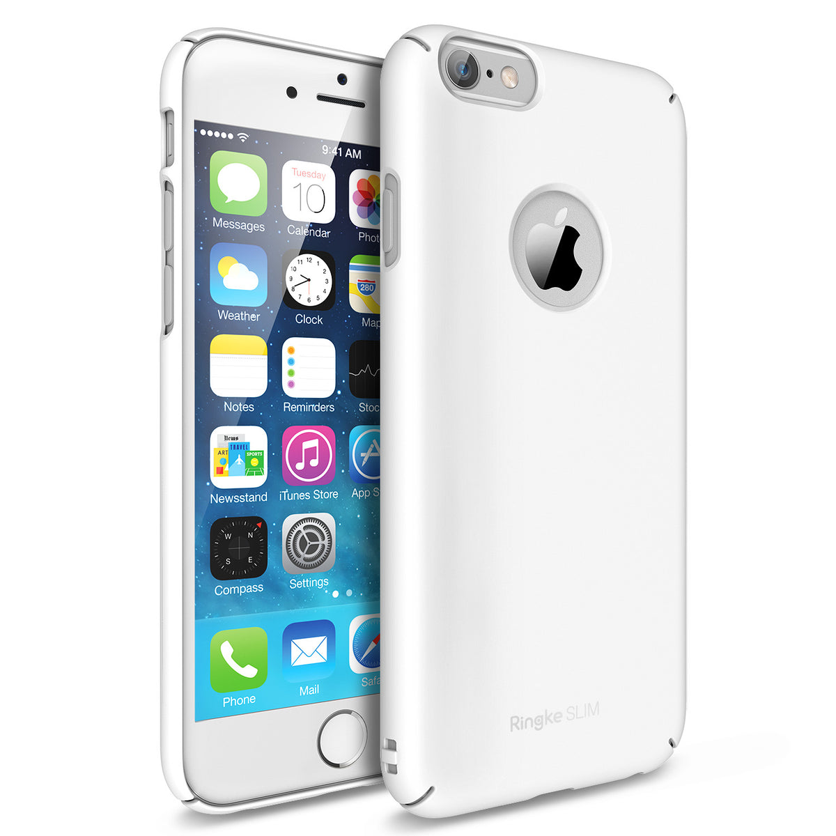 iPhone 6 Plus Case | Slim Logo-Cut - White slim phone case with a circular cutout for the Apple logo on the back.