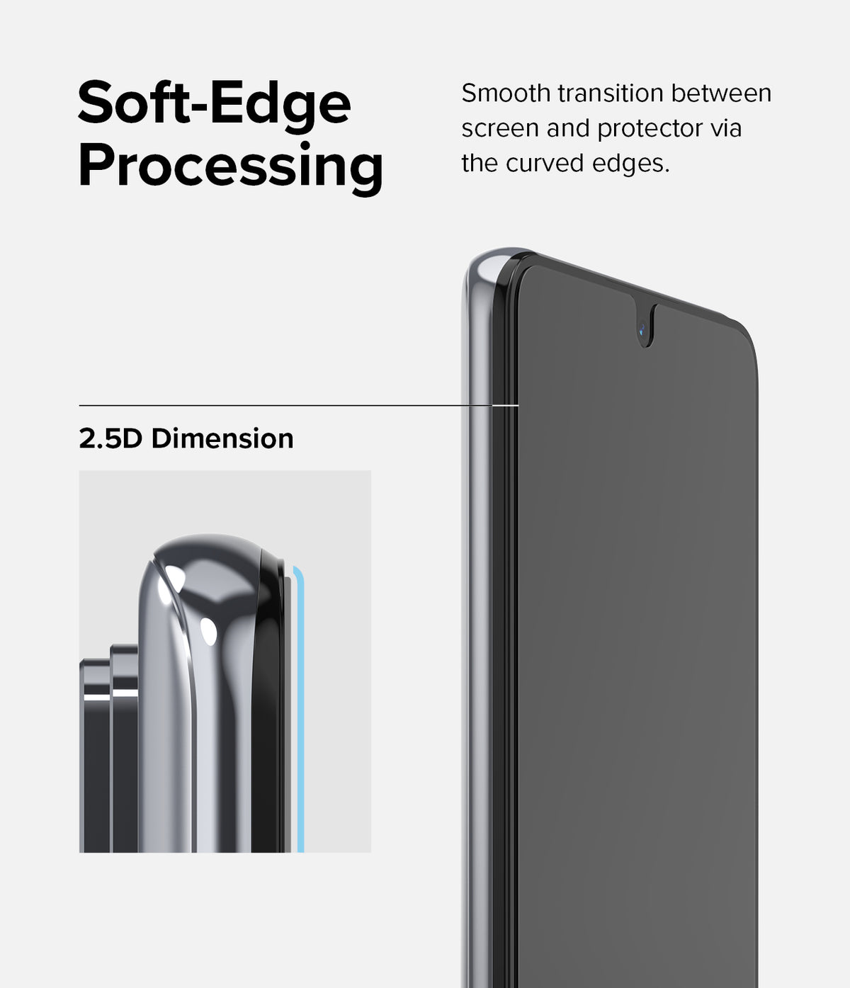 Xiaomi 12T / 12T Pro Screen Protector | Full Cover Glass - Xiaomi 12T / 12T Pro Screen Protector - Close-up of a smartphone screen with a 2.5D curved glass protector applied.