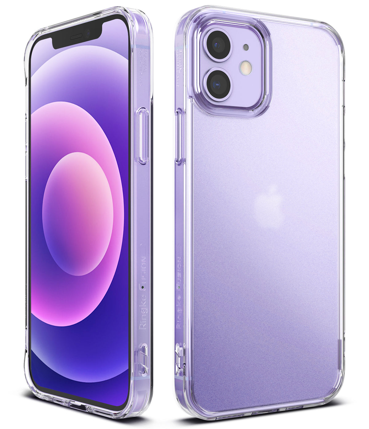 iPhone 12 / 12 Pro Case | Fusion Matte - Front and back views of a purple matte protective phone case on an iPhone.